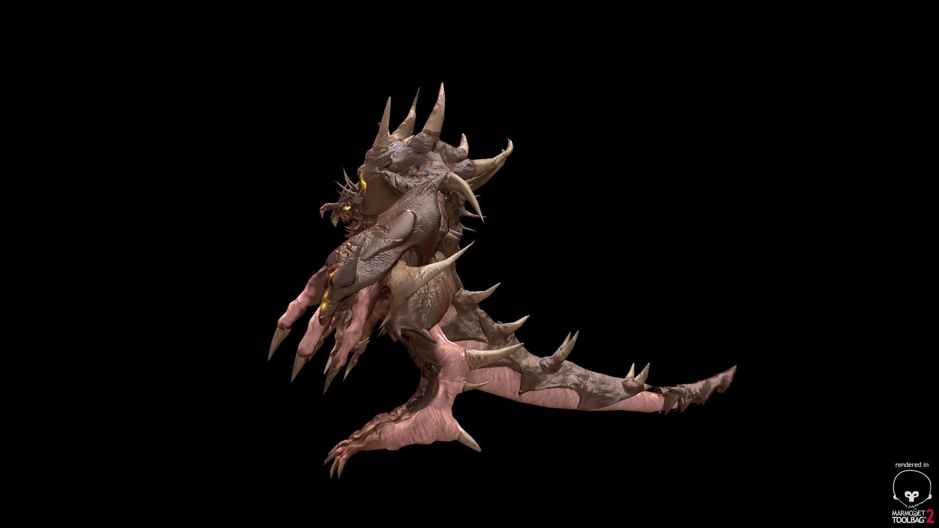 Four hands monster Free low-poly 3D model_19