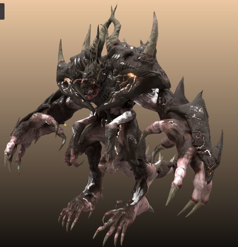 Four hands monster Free low-poly 3D model_27