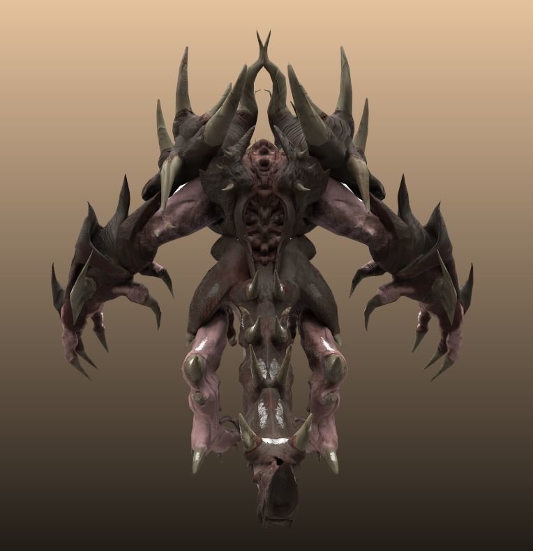 Four hands monster Free low-poly 3D model_35