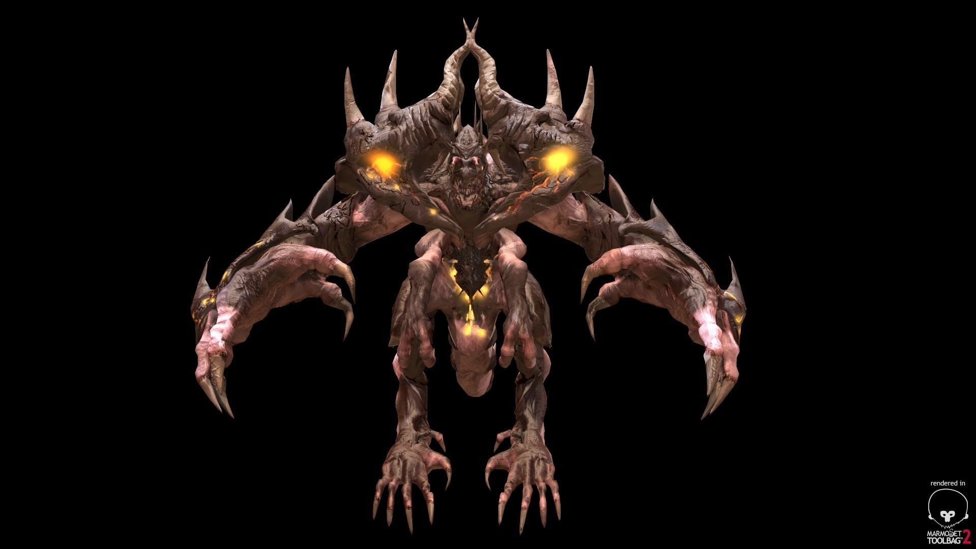 Four hands monster Free low-poly 3D model_15