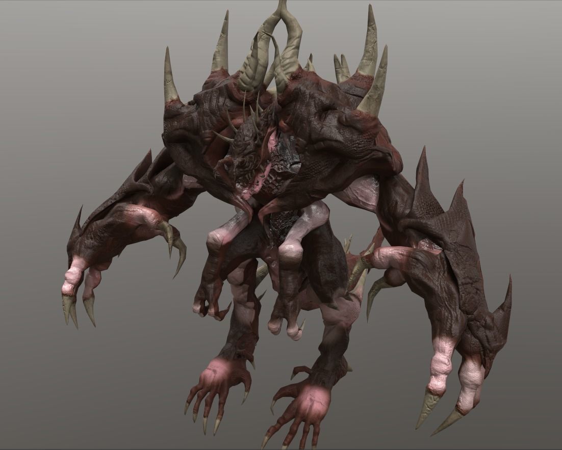 Four hands monster Free low-poly 3D model_23