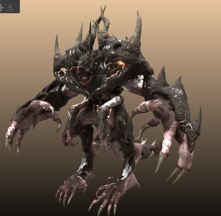 Four hands monster Free low-poly 3D model_28