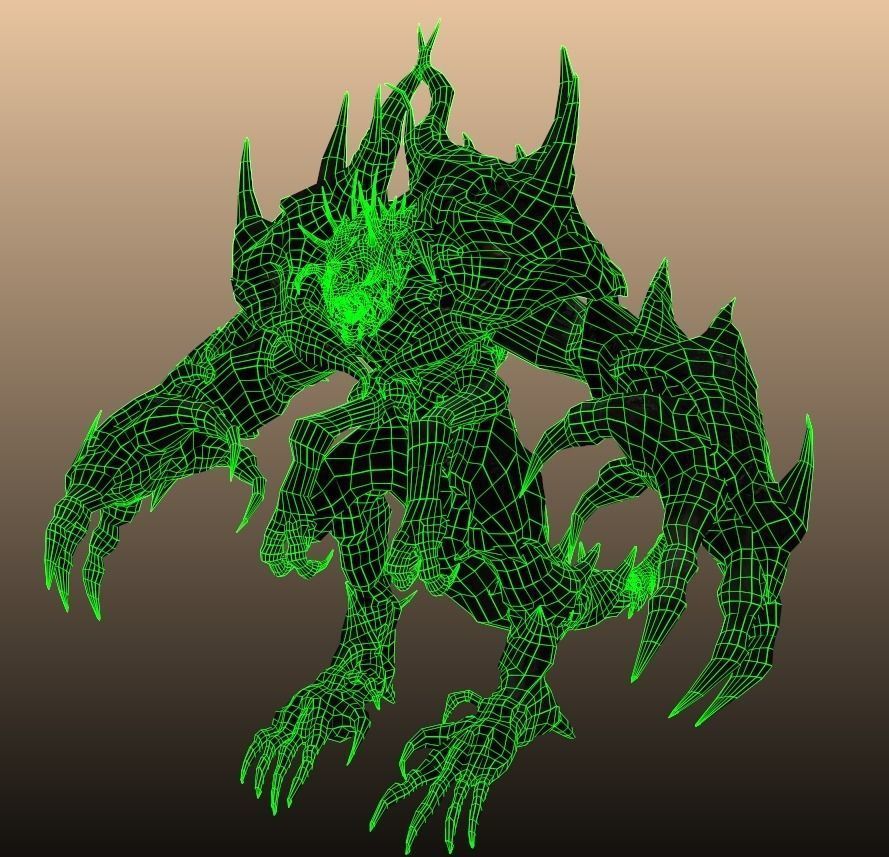 Four hands monster Free low-poly 3D model_29