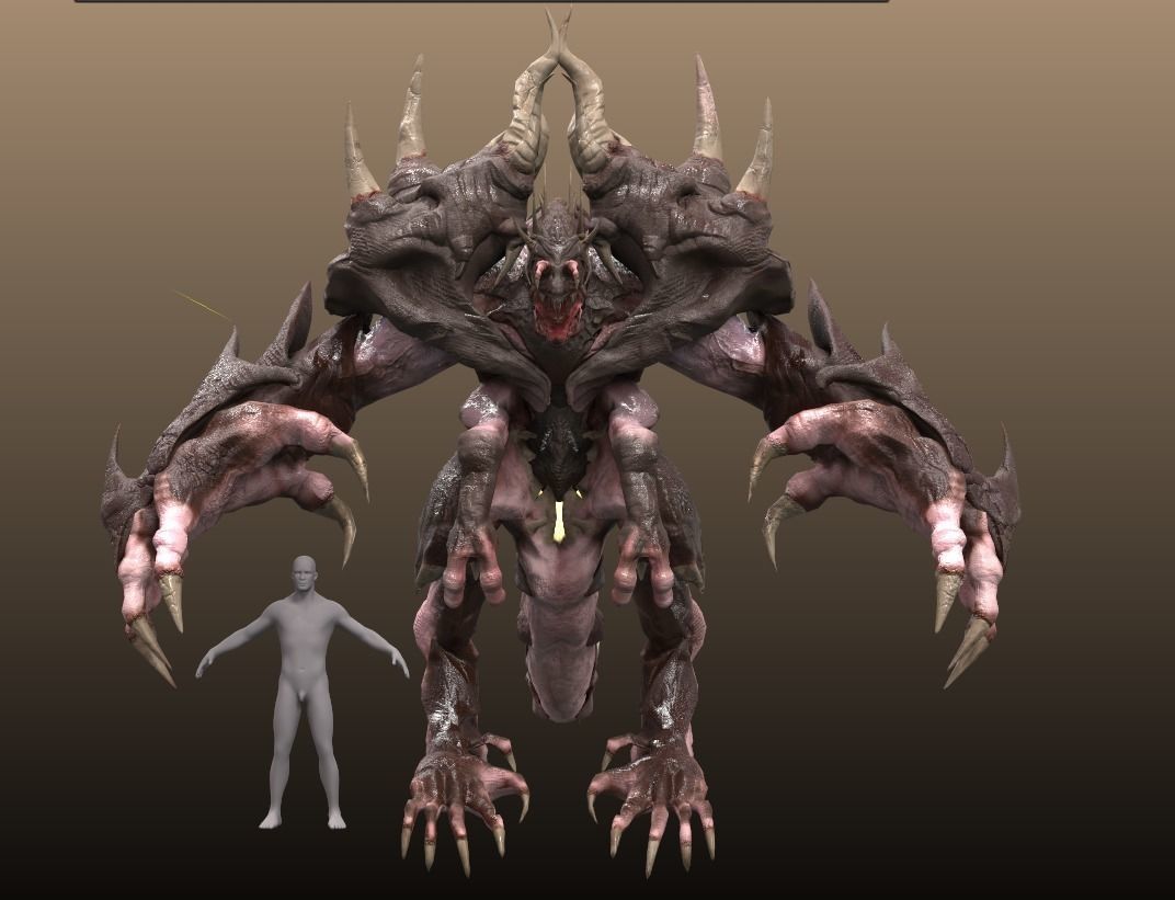 Four hands monster Free low-poly 3D model_6