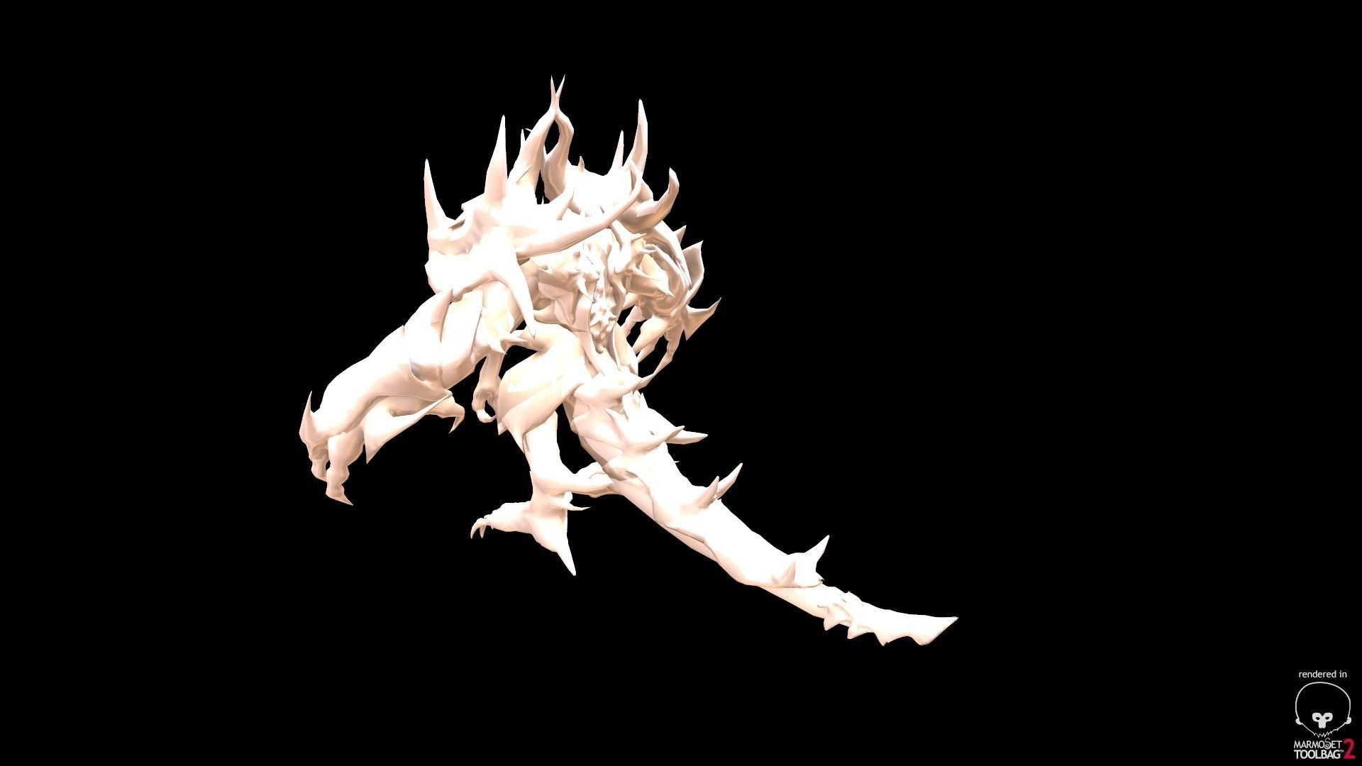 Four hands monster Free low-poly 3D model_12