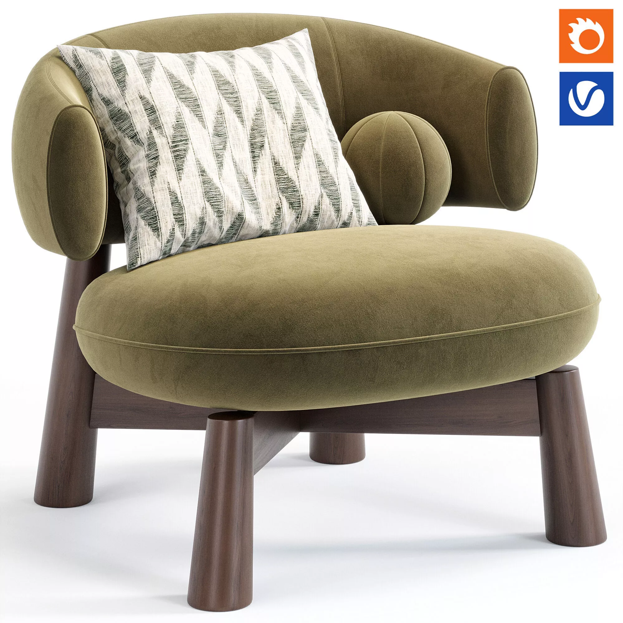 Olaf Armchair By Baxter Low-poly 3D model