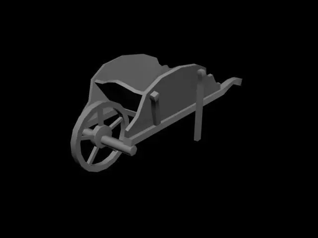 chariot 3d model wheelbarrow Free low-poly 3D model_0
