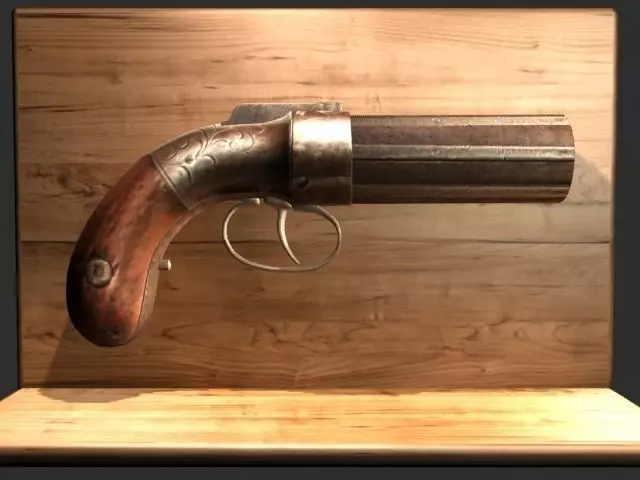 pepperbox flintlock revolver Low-poly 3D model_0