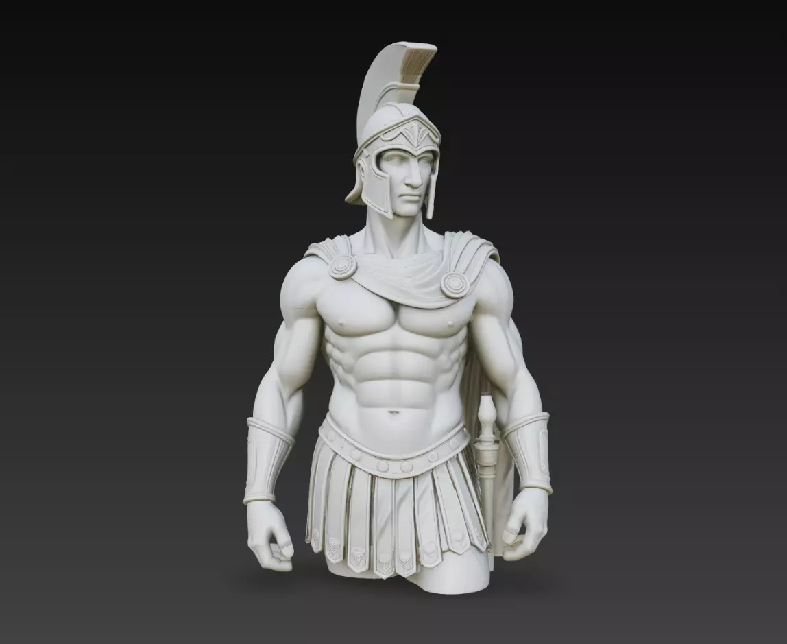 Roman Warrior Bust Sculpture Ancient Gladiator STL 3D print model