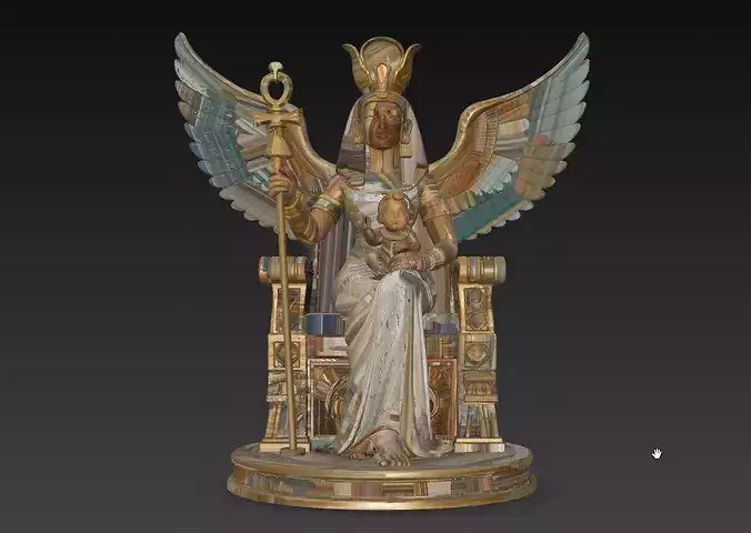 Egyptian Goddess Isis Throne Statue Ornamental STL V2