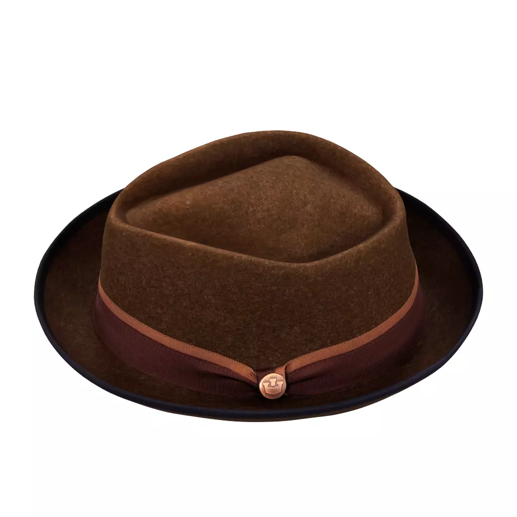 Goorin Bros Slick Carter Short Brim Wool Felt Porkpie Brown Hat Low-poly 3D model