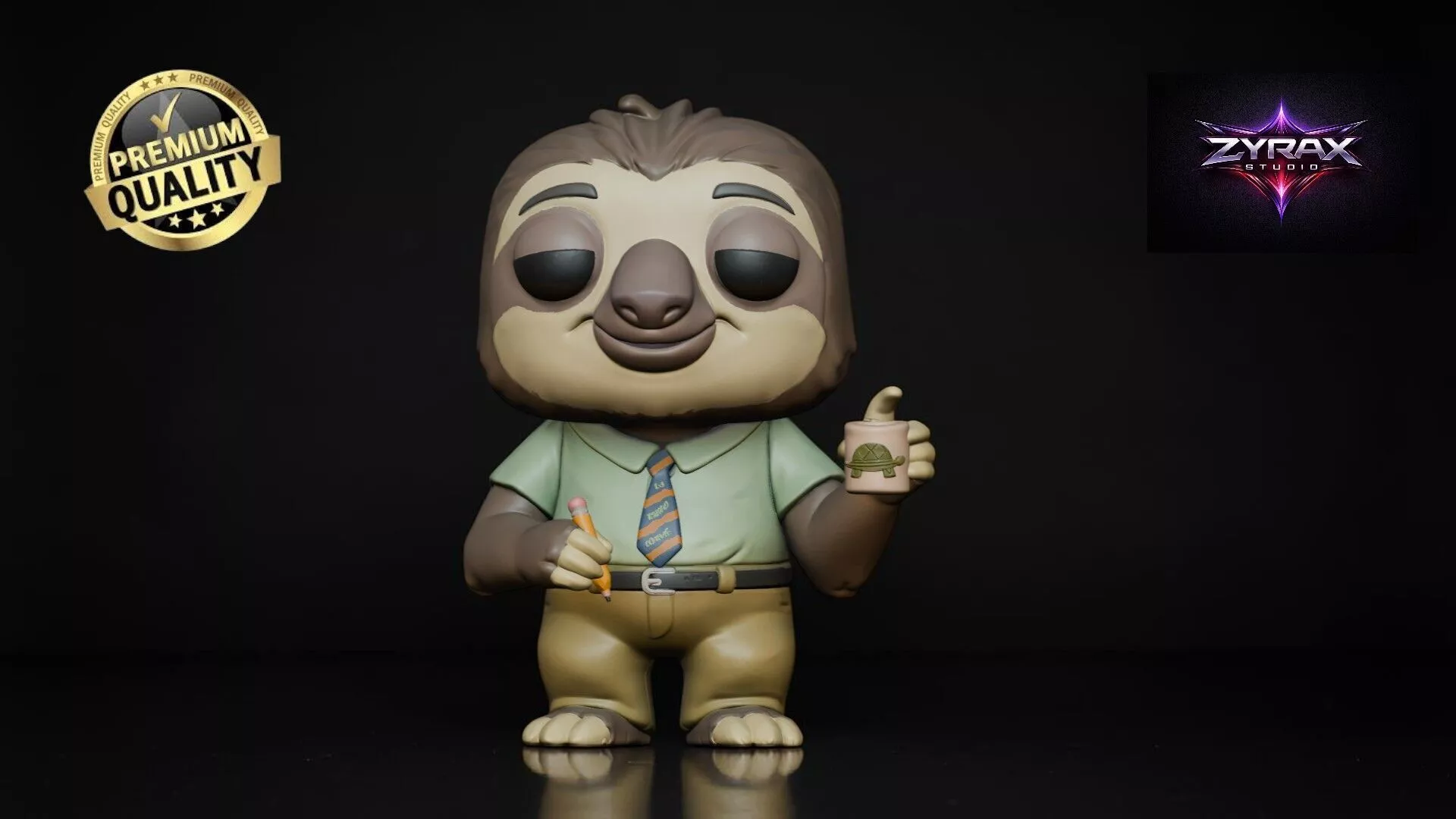Flash Zootopia STL Funko Style Sloth 3D Printable Figure 3D print model