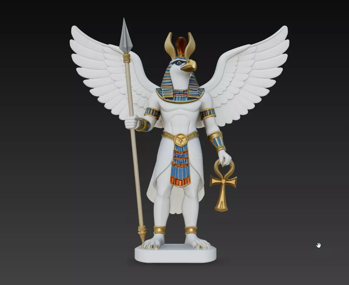 Egyptian Horus Winged God Statue Falcon Deity STL V5 3D print model