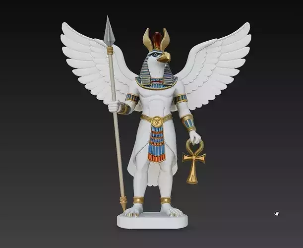 Egyptian Horus Winged God Statue Falcon Deity STL V5