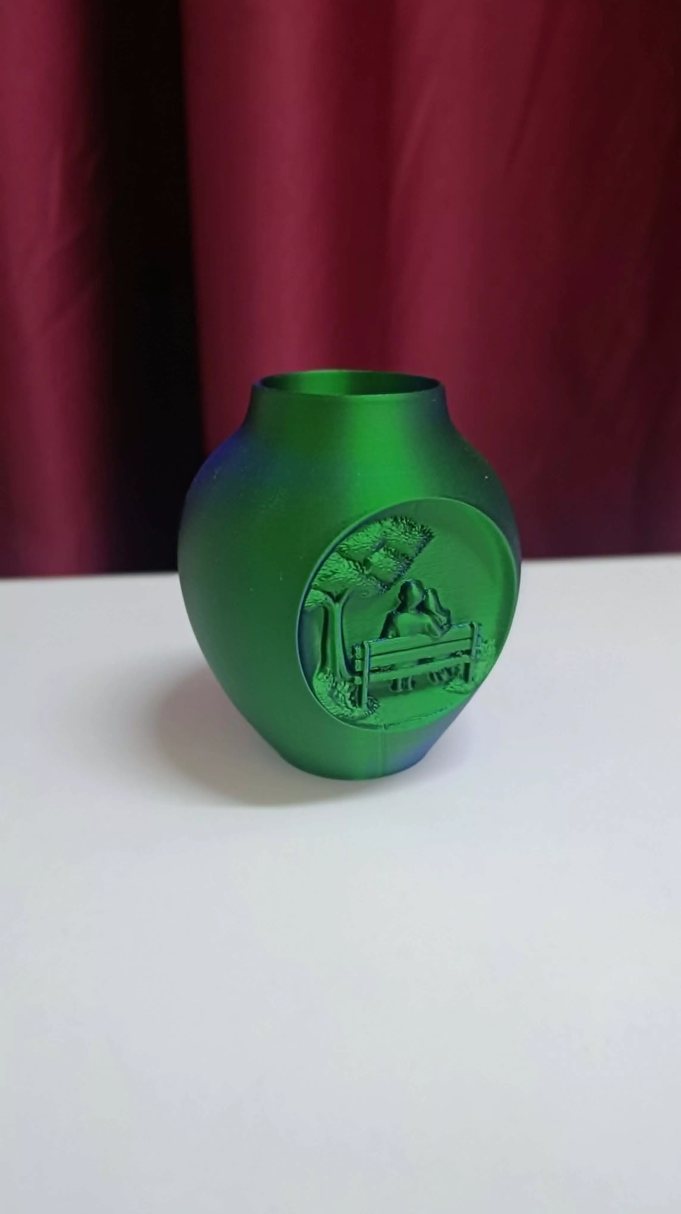 A vase carved with a romantic scene 3D print model