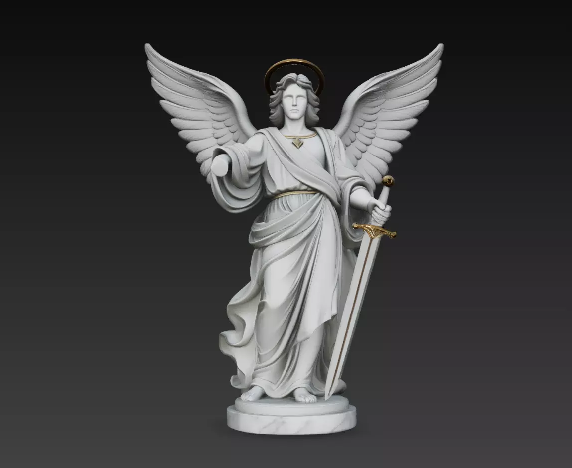 Archangel Guardian Angel Statue Halo Sword Sculpture STL 3D print model