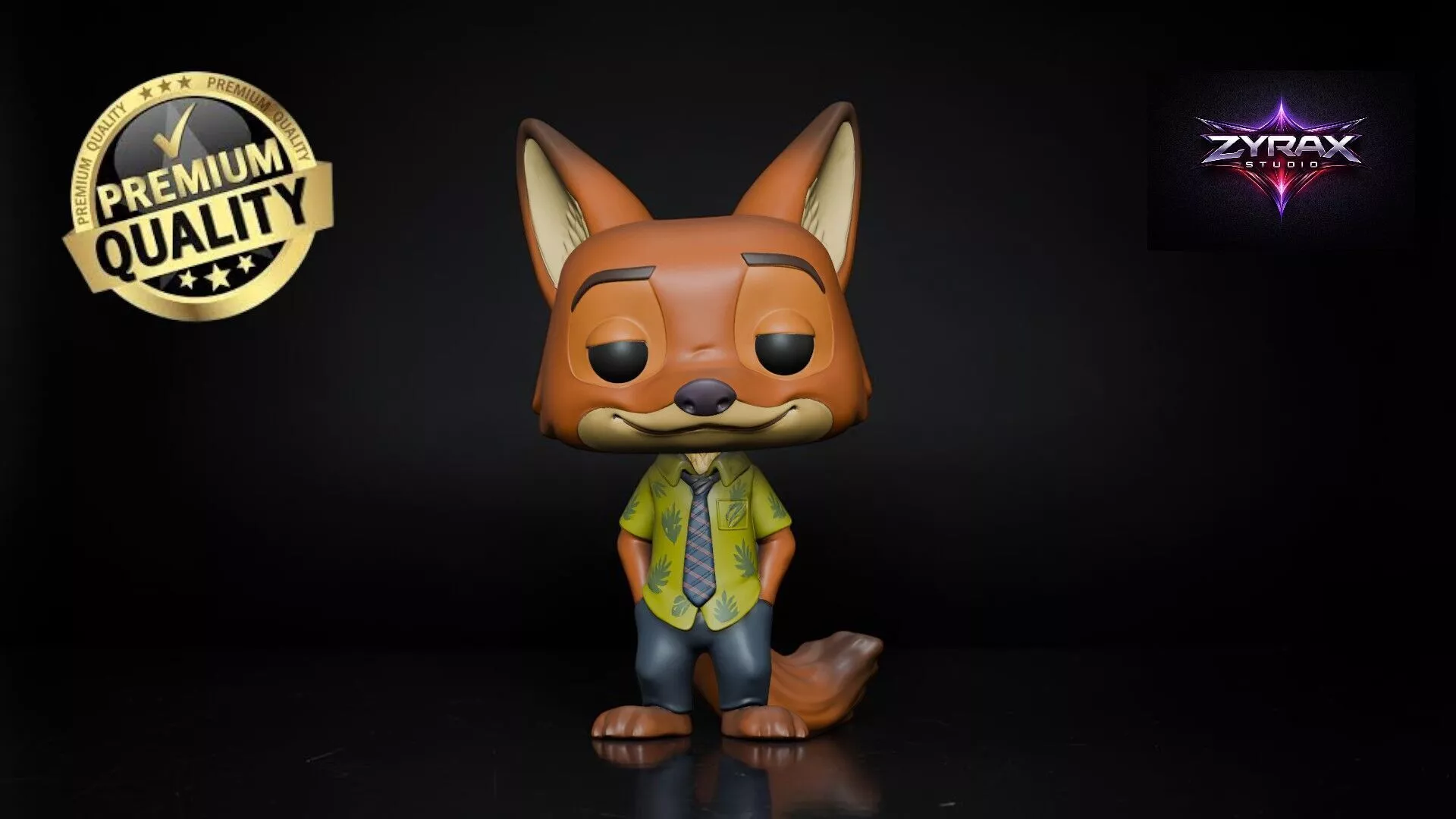 Nick Wilde STL Zootopia Funko Style 3D Printable Fox Figure 3D print model