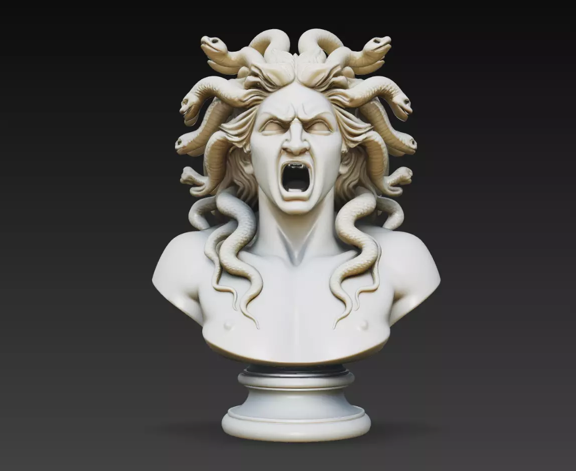 Medusa Gorgon Bust Snake Head Mythology Sculpture STL 3D print model