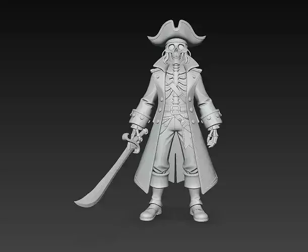 Skeleton Pirate Captain Coat Sword Character STL