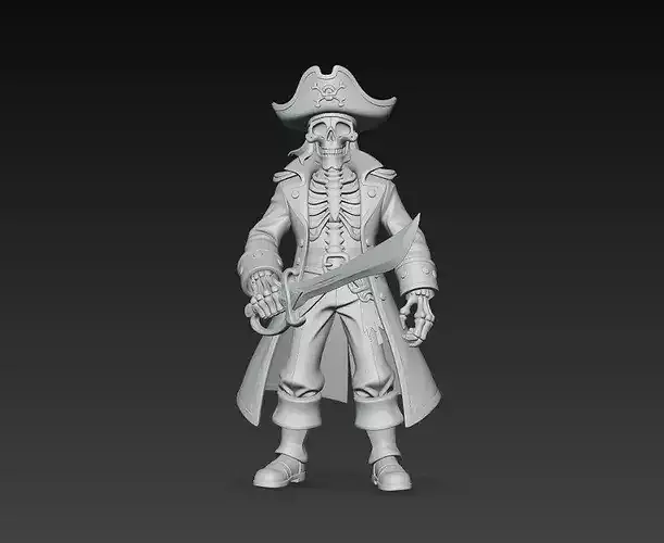 Skeleton Pirate Captain Sword STL Print Model