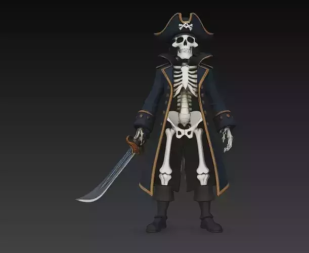 Skeleton Pirate Captain Sword Character STL