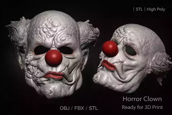 Creepy Clown Horror STL Cosplay Mask