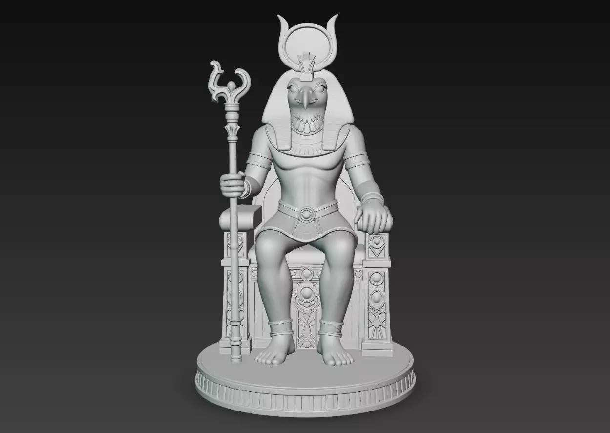 Egyptian Horus God Throne Statue Falcon Deity STL V3 3D print model