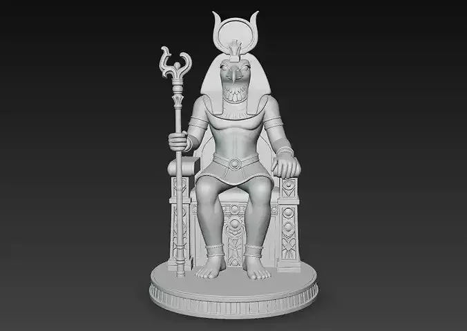 Egyptian Horus God Throne Statue Falcon Deity STL V3