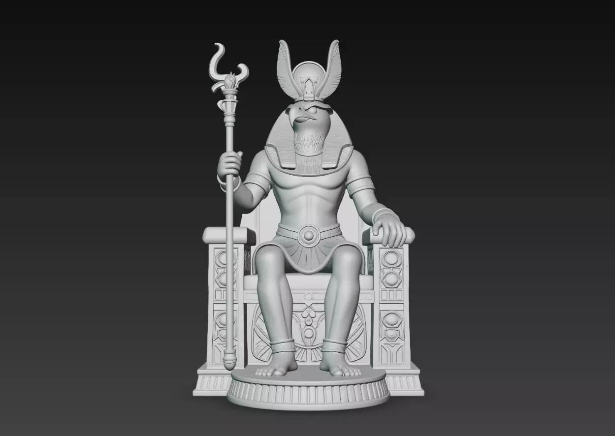 Egyptian Horus God Throne Statue Falcon Head STL V2 3D print model