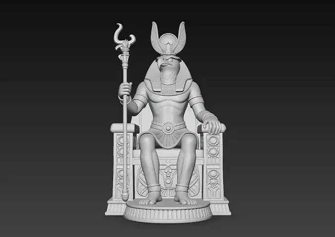 Egyptian Horus God Throne Statue Falcon Head STL V2