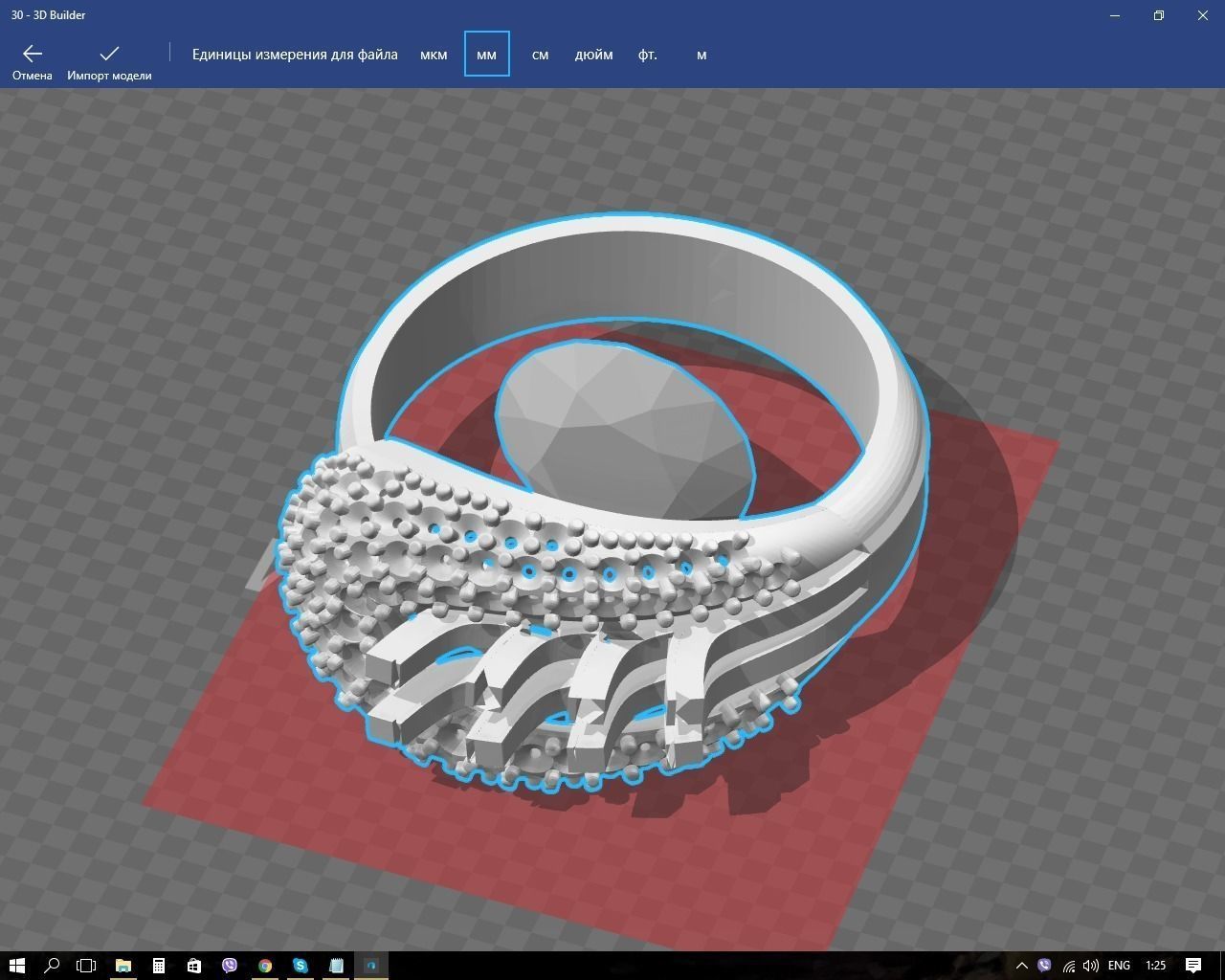 Ring gold with sapphires and diamonds 3D print model_6