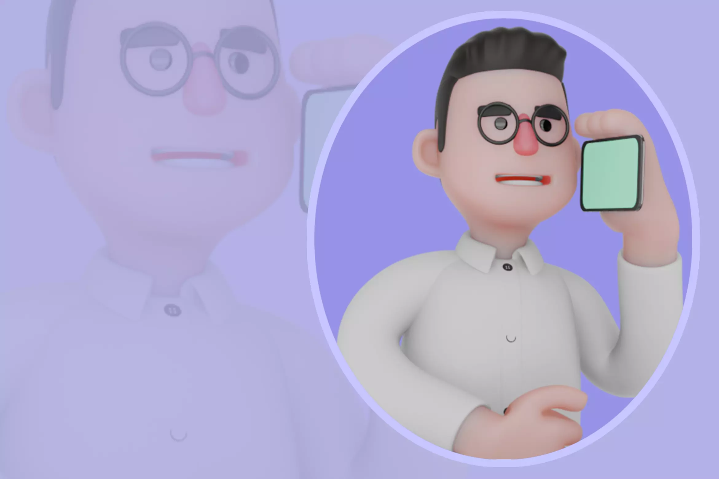 Stylized 3D Cartoon Counselor Sitting - Phone Talk Pose 3D model