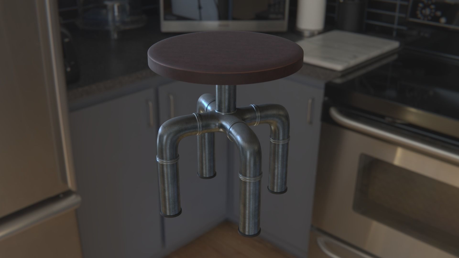 Pipe Stool PBR 3D model_4