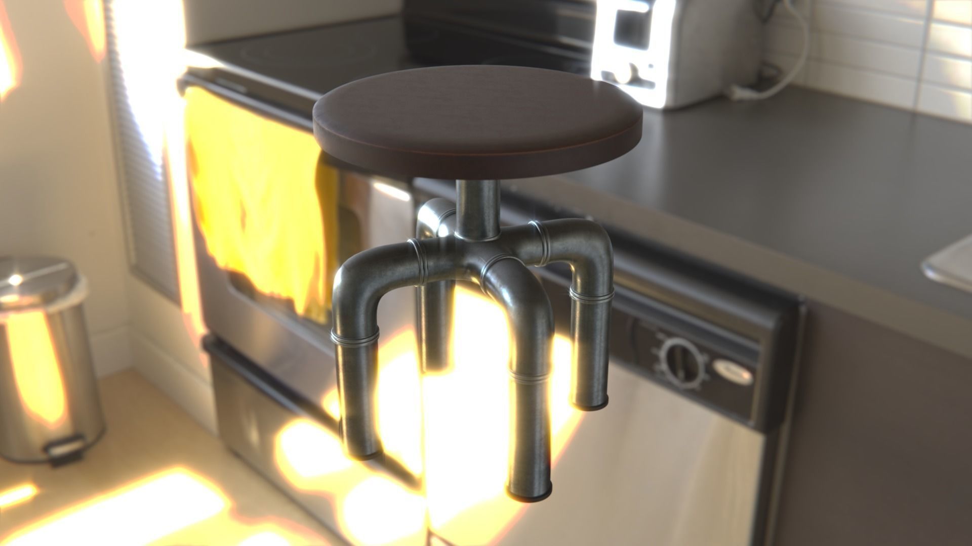 Pipe Stool PBR 3D model_2
