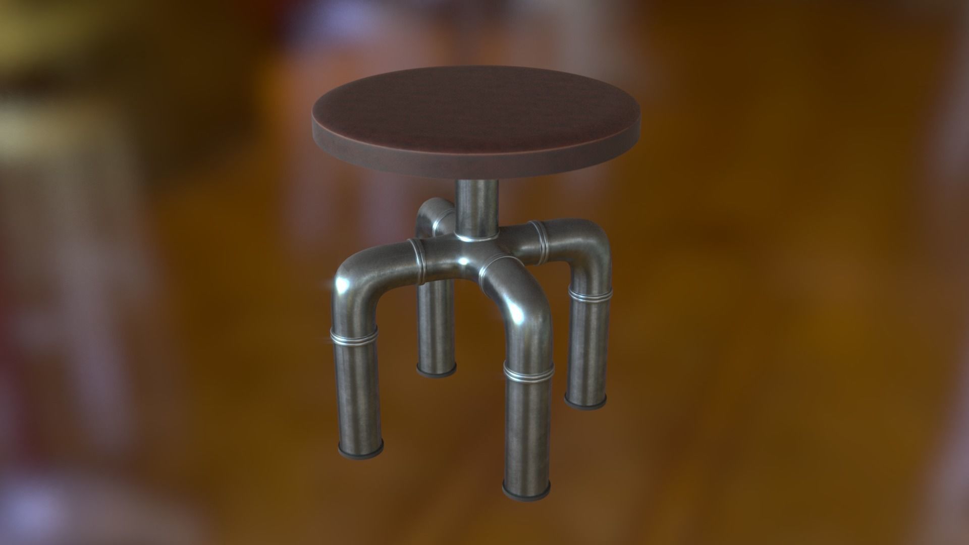 Pipe Stool PBR 3D model_3