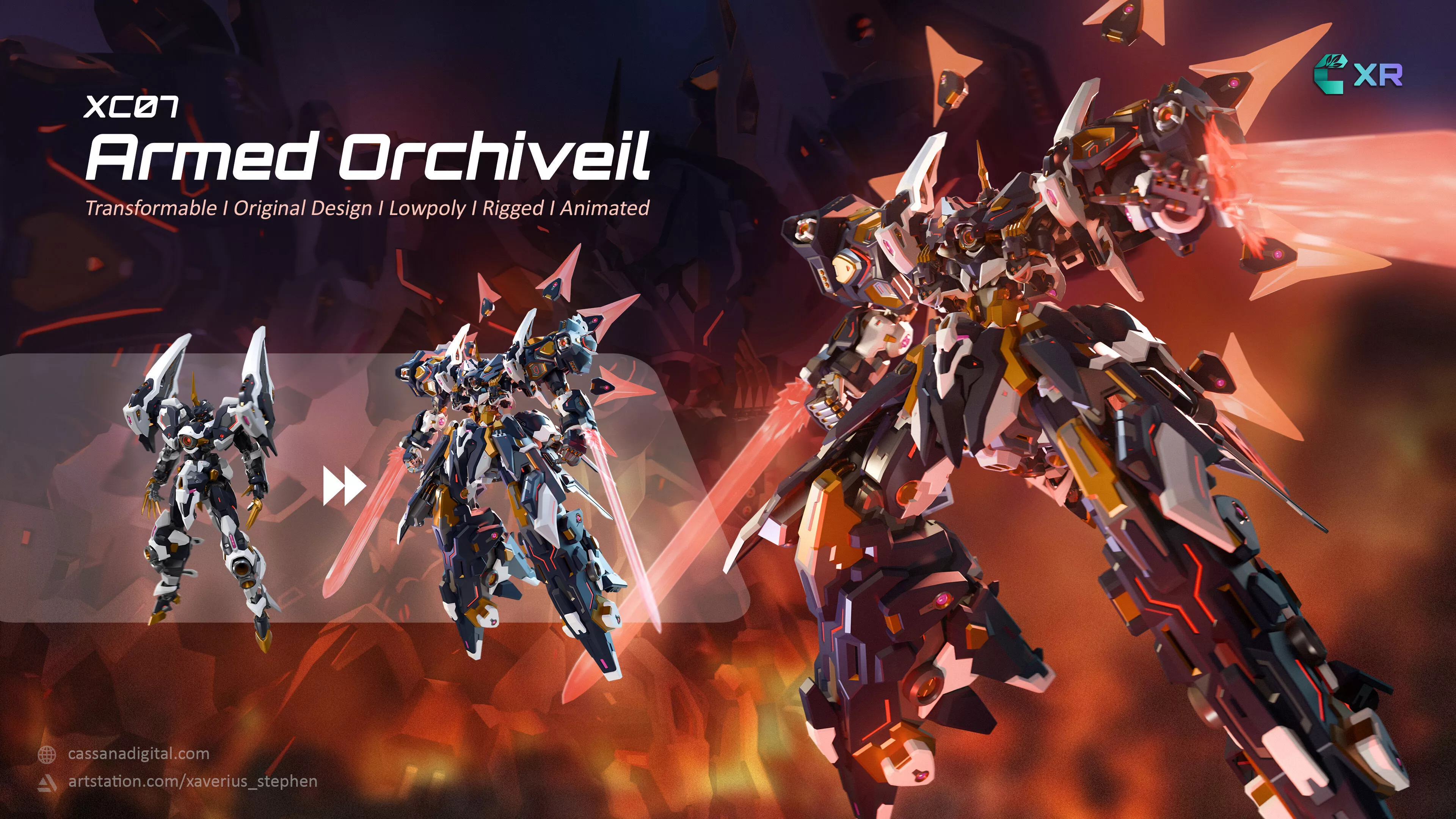 XC07 Armed Orchiveil - Transformable 2 in 1 Lowpoly Mecha Low-poly 3D model
