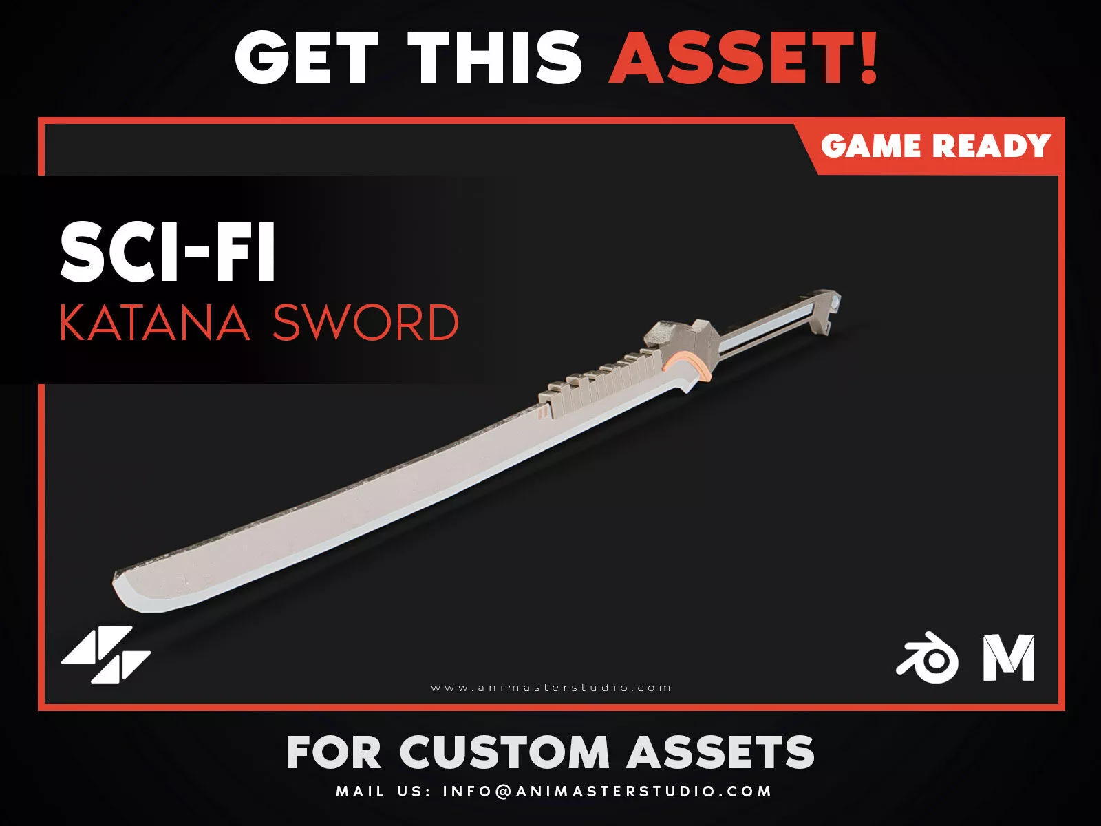 Sci-Fi Katana Sword Low-poly 3D model