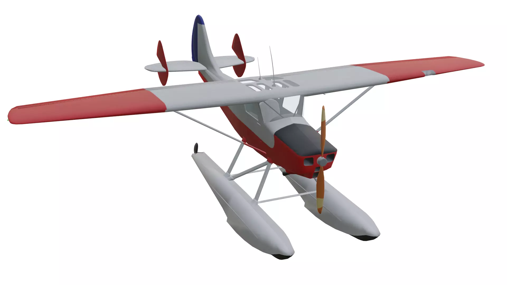 Seaplane Cessna L-19 Bird Dog Low-poly 3D model