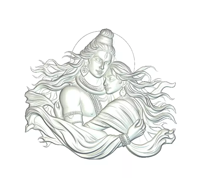Shiva Parvati Embrace 3D Bas Relief Model for CNC 3D print model