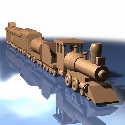Wooden Train Toy 3D model_2