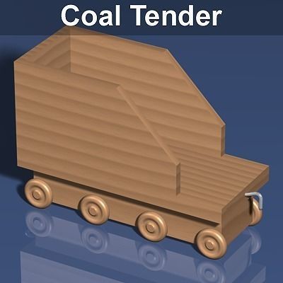 Wooden Train Toy 3D model_7