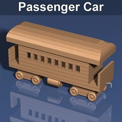 Wooden Train Toy 3D model_8