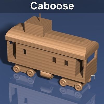 Wooden Train Toy 3D model_11