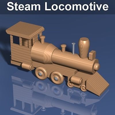 Wooden Train Toy 3D model_6