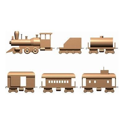 Wooden Train Toy 3D model_13
