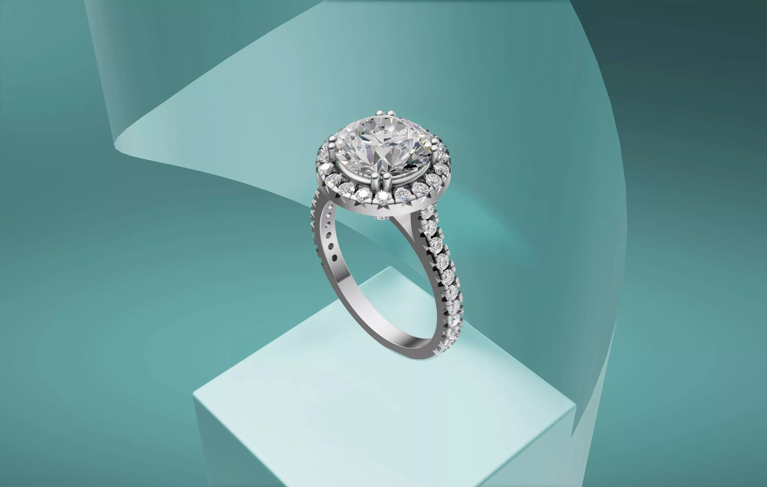 Round Diamond Ring 3D Model STL Engagement Jewelry CAD File Free 3D print model
