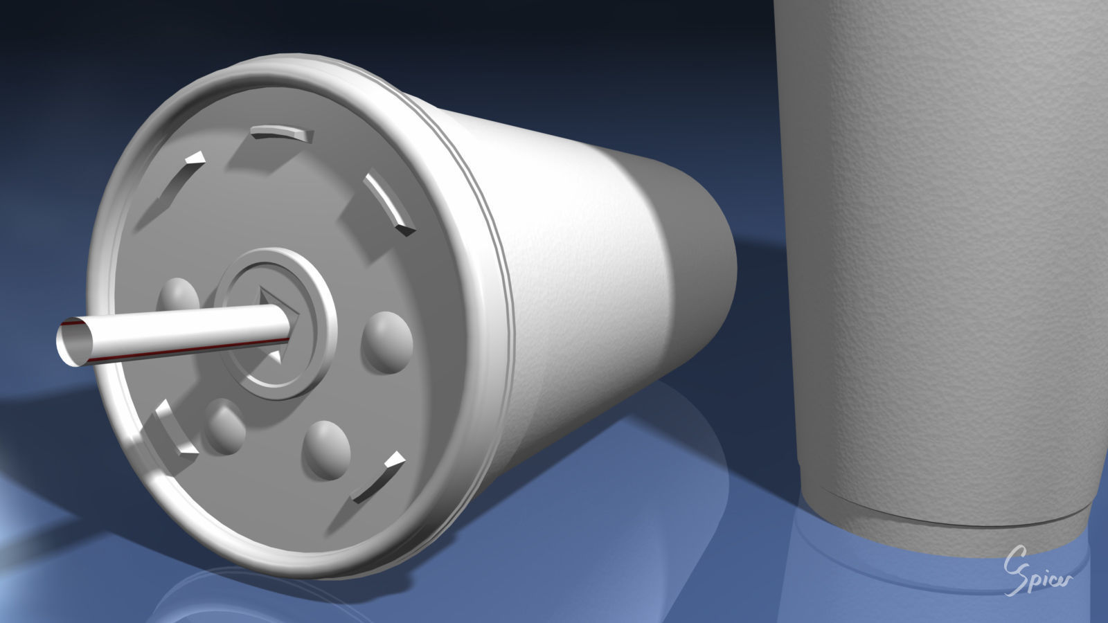 Styrofoam Cup with Plastic Lid and Straw 3D model_2