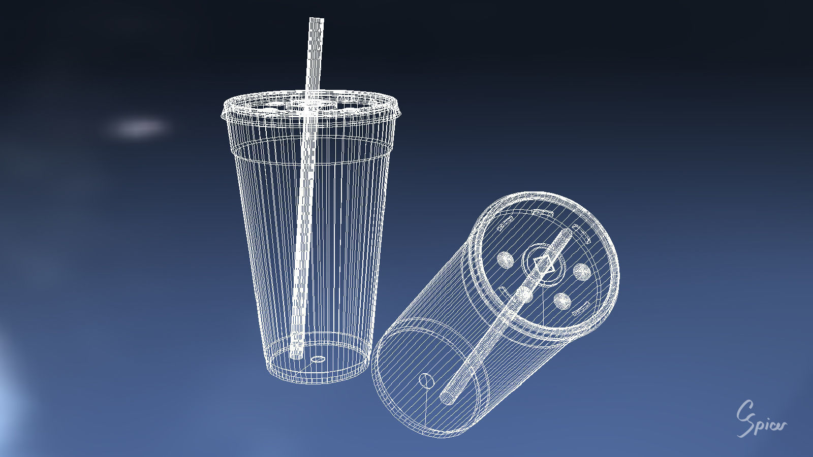 Styrofoam Cup with Plastic Lid and Straw 3D model_11