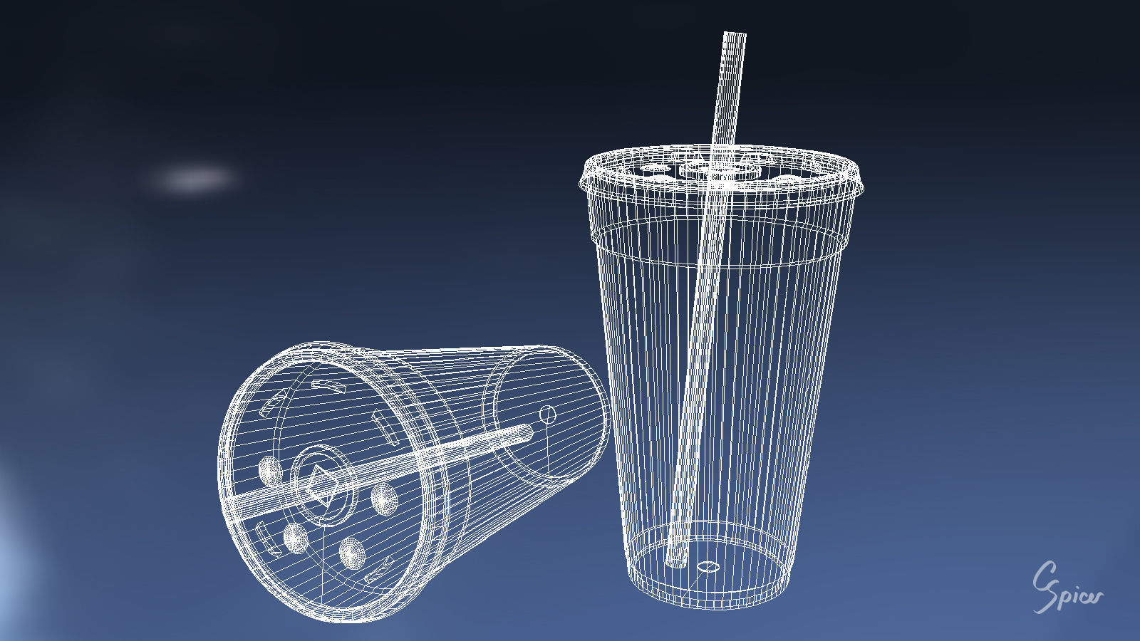 Styrofoam Cup with Plastic Lid and Straw 3D model_10