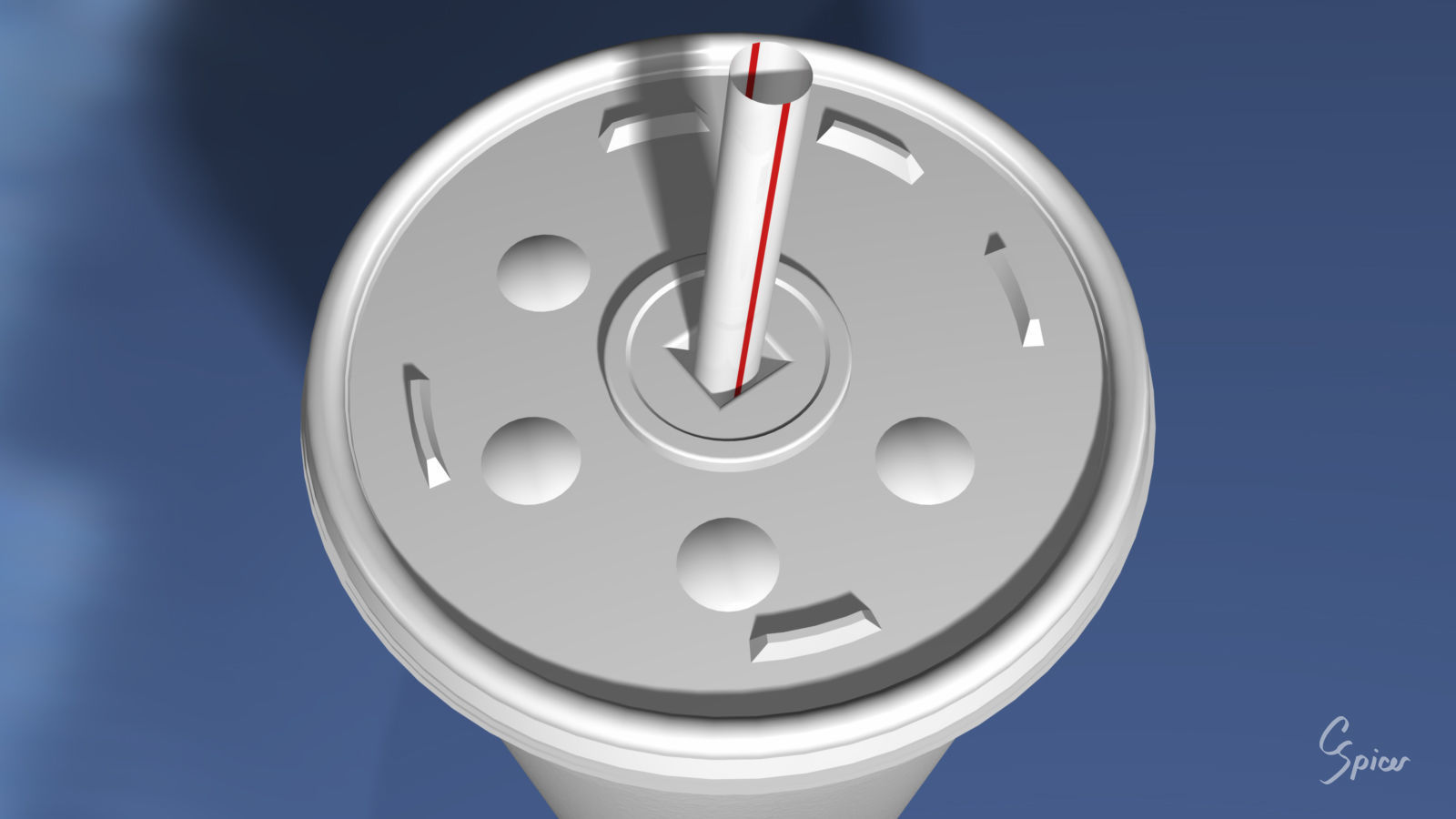Styrofoam Cup with Plastic Lid and Straw 3D model_4
